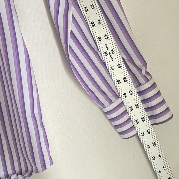 Canali  Dress Shirt Mens 39/15.5 Purple Stripe Button Up Long Sleeve Made Italy - Picture 6 of 9
